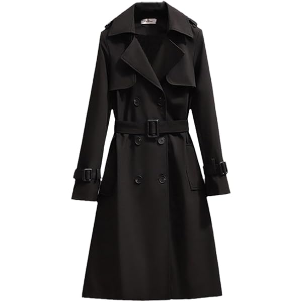Amazon.com: Elegant Mid-Length Trench Coat With Sashes Women